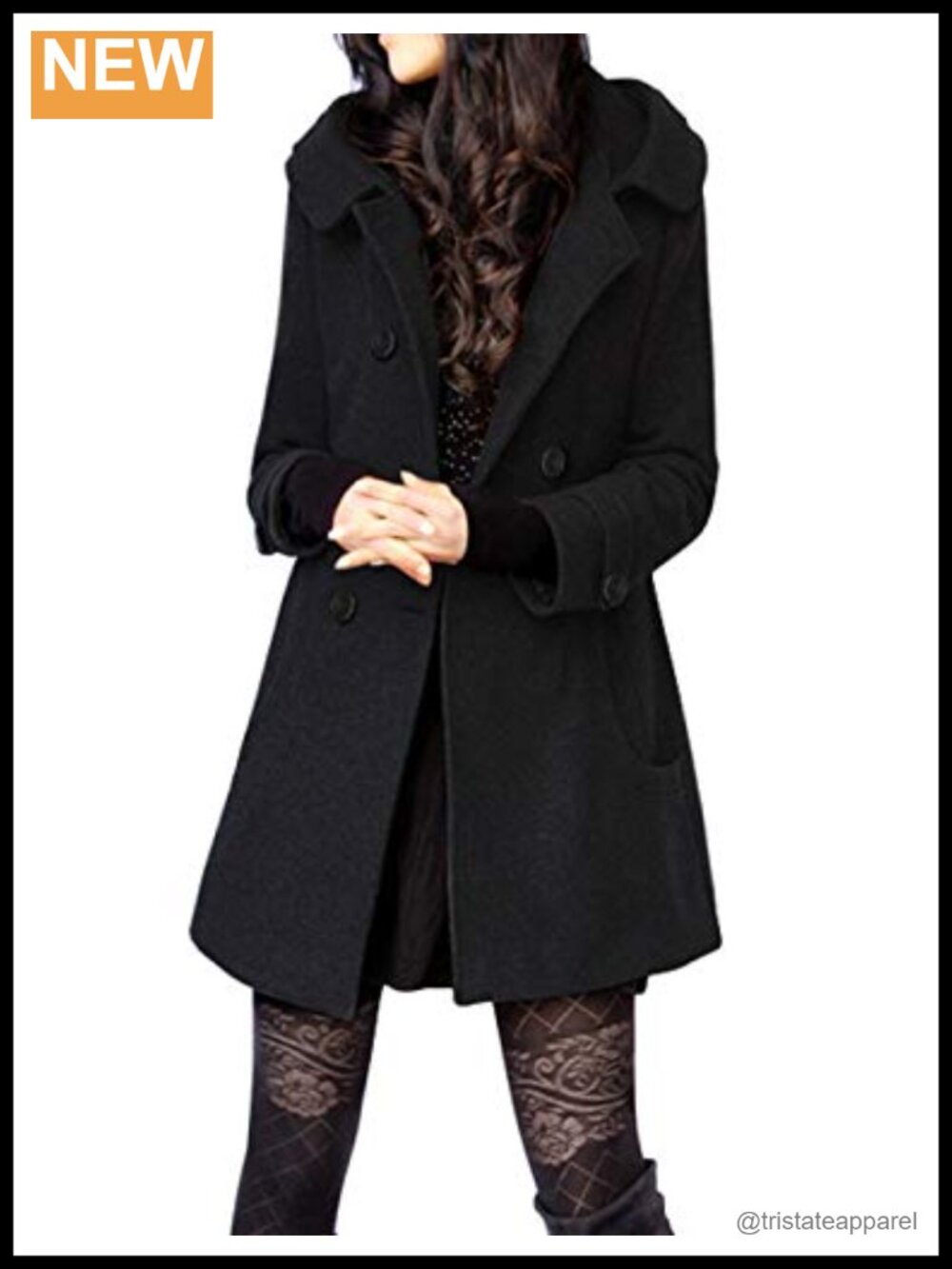 Women's Hooded Wool Blend Peacoat Winter Long Coats